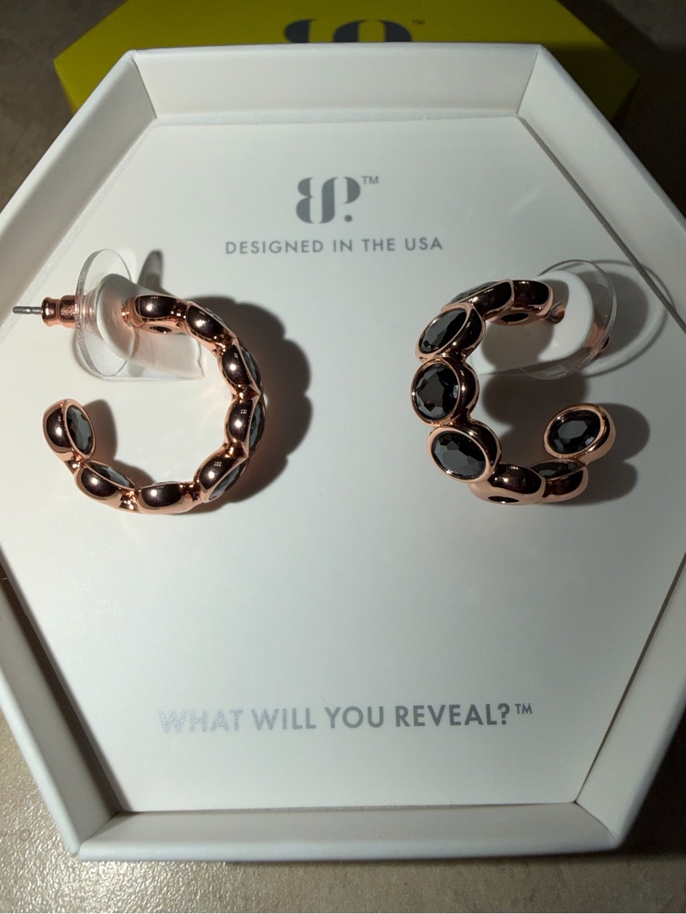 Bomb Party Earrings-Light Bent Gently Here Black Onyx on Rose Gold ER76158